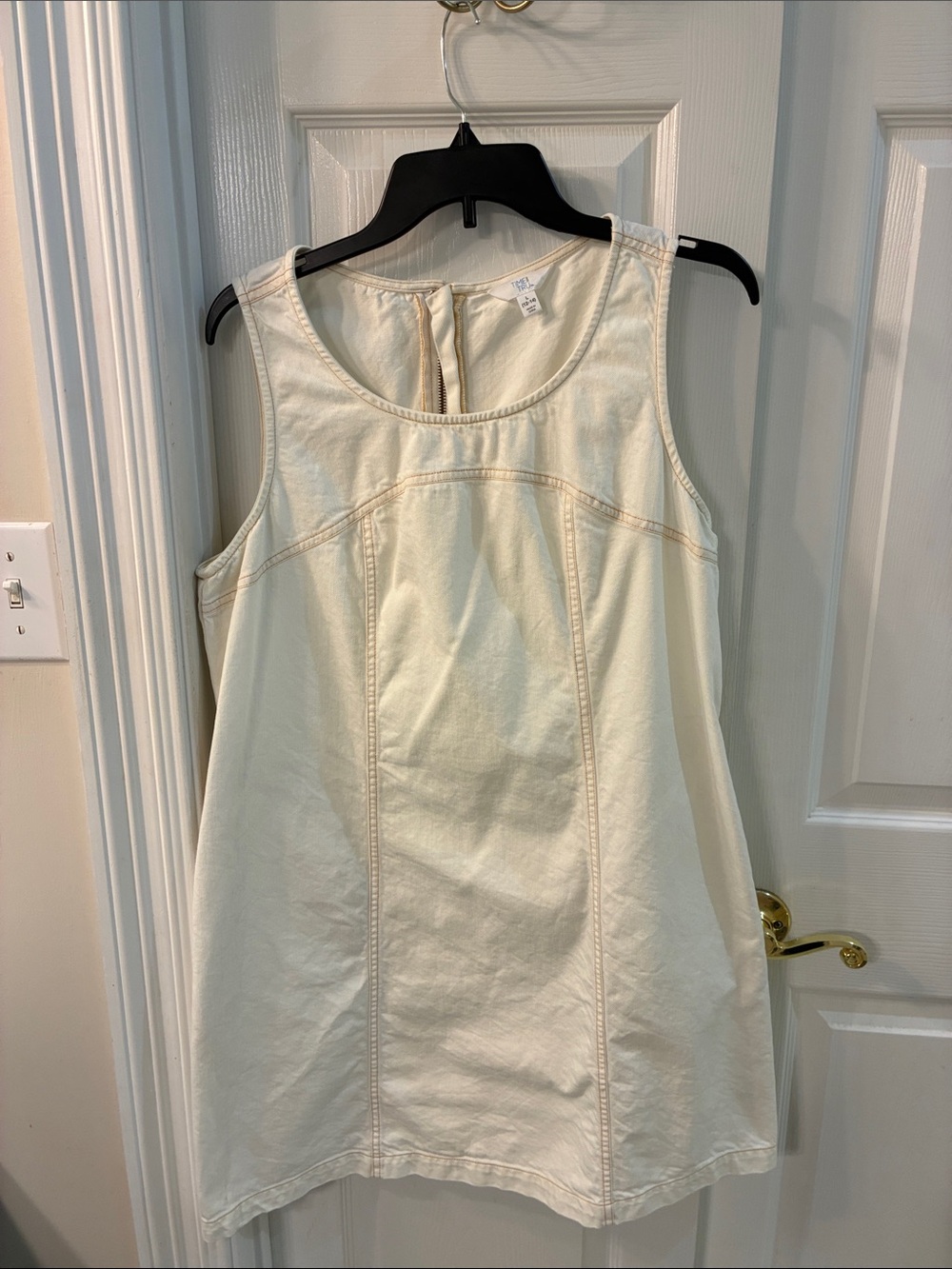 Time and Tru Cream Scoop Neck Sleeveless Denim Dress SZ L/12-14